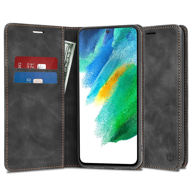 Husa piele Samsung Galaxy S21 FE 5G Techsuit Confy Cover, negru