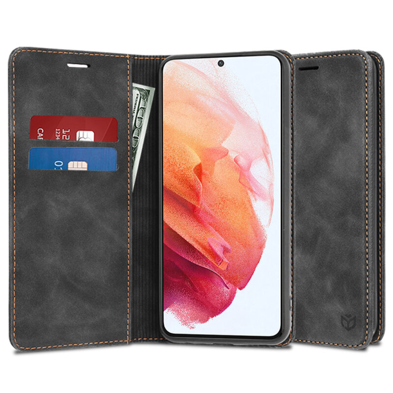 Husa piele Samsung Galaxy S21 5G Techsuit Confy Cover, negru