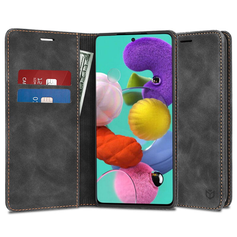Husa piele Samsung Galaxy A51 4G Techsuit Confy Cover, negru