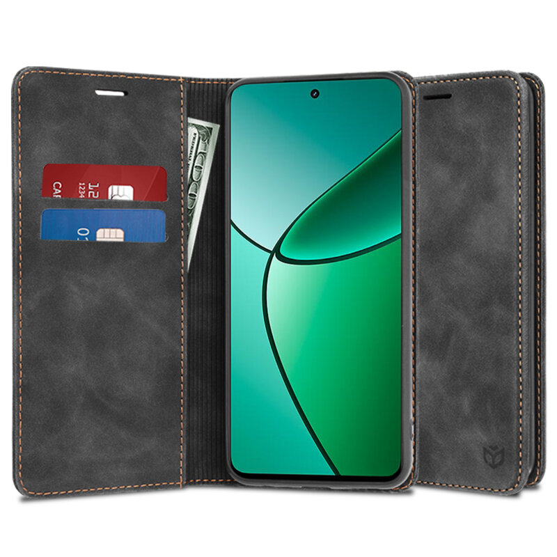Husa piele Realme 12+ Techsuit Confy Cover, negru