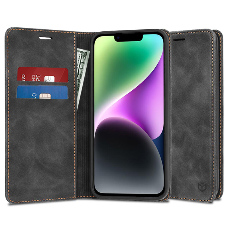 Husa piele iPhone 14 Techsuit Confy Cover, negru