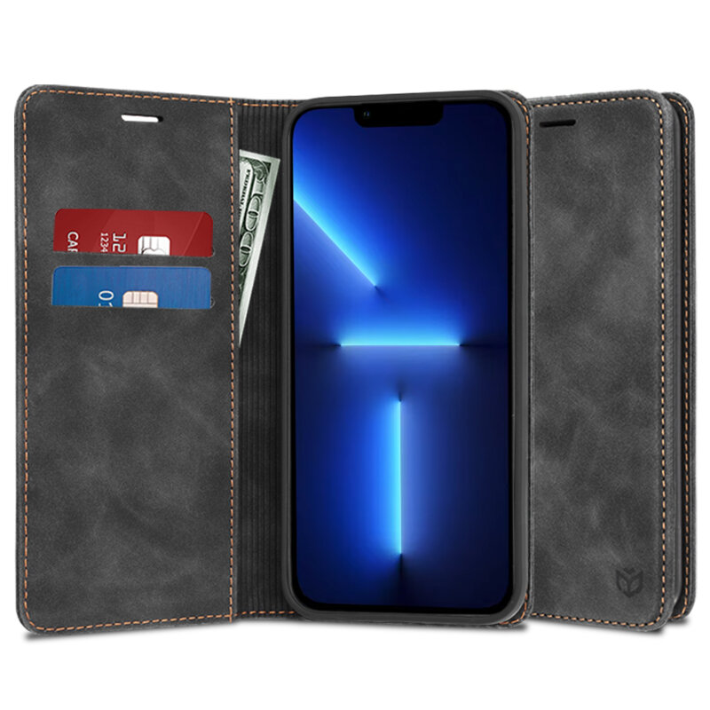 Husa piele iPhone 13 Pro Max Techsuit Confy Cover, negru