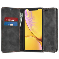 Husa piele iPhone XR Techsuit Confy Cover, negru