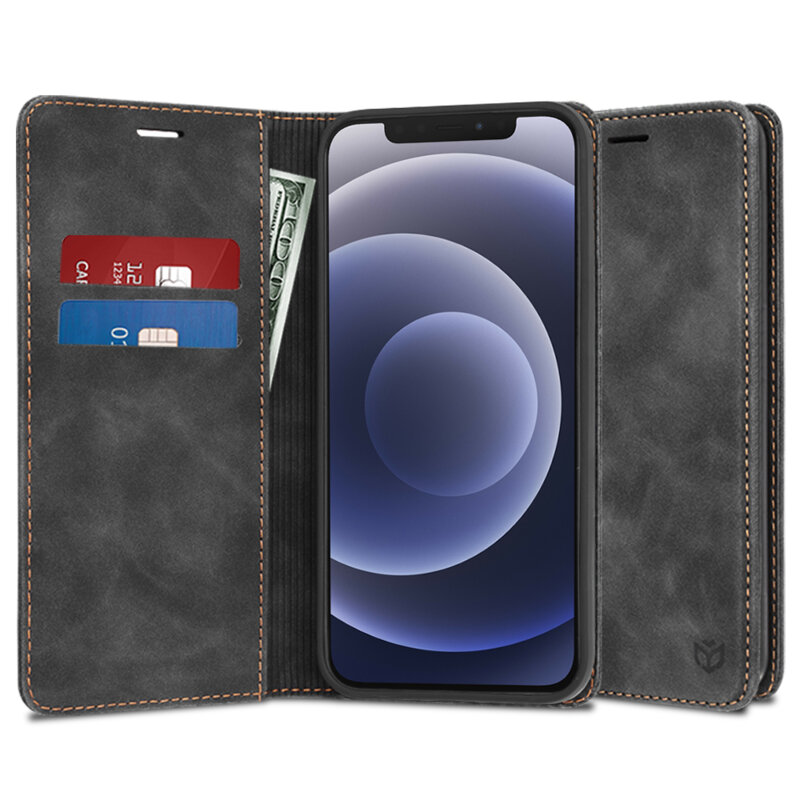 Husa piele iPhone 12 Techsuit Confy Cover, negru