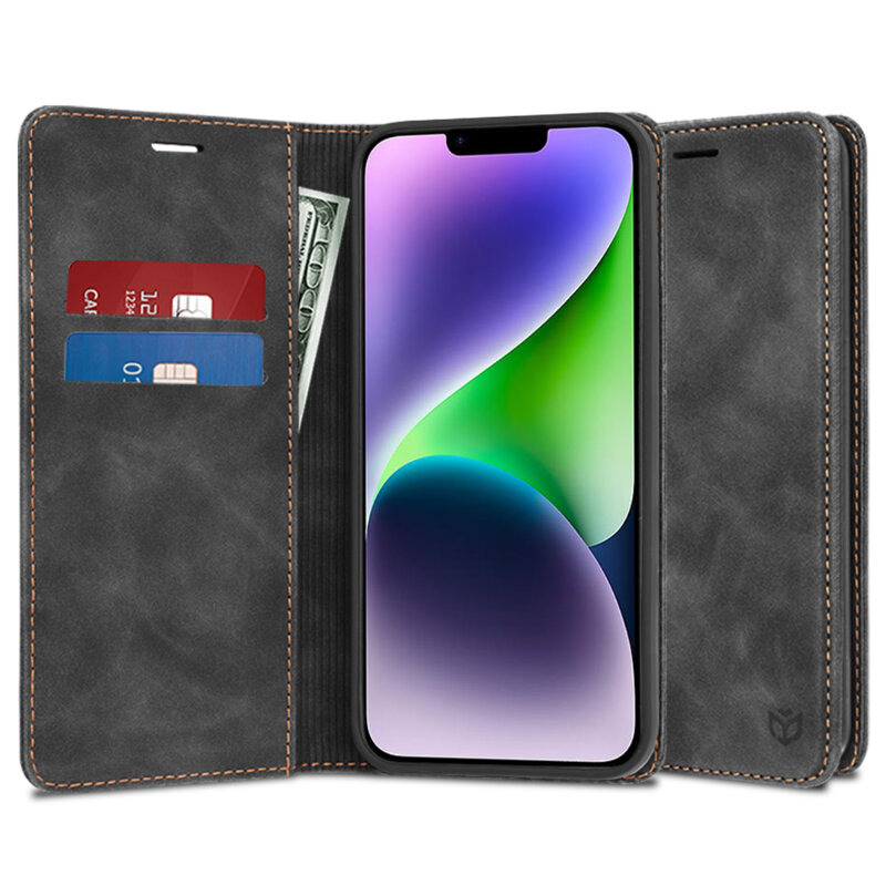 Husa piele iPhone 14 Plus Techsuit Confy Cover, negru