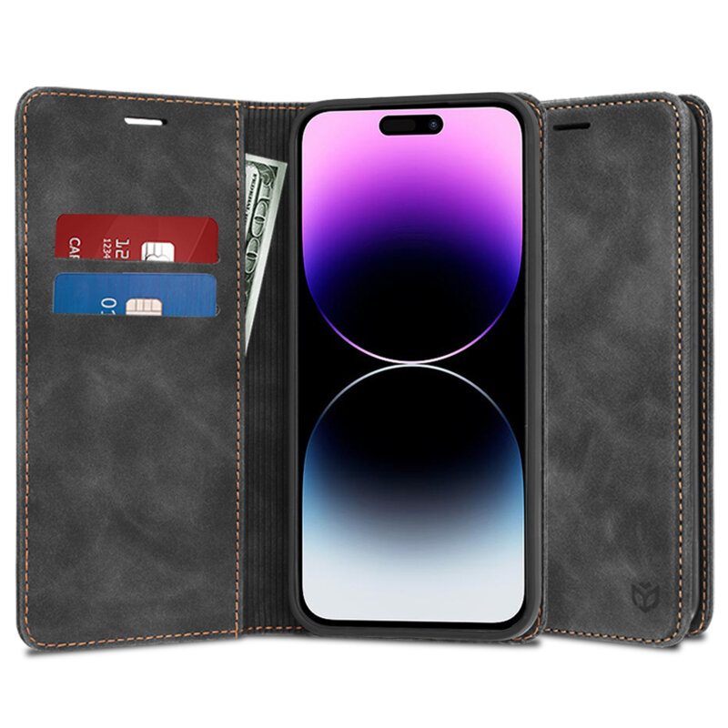 Husa piele iPhone 14 Pro Max Techsuit Confy Cover, negru