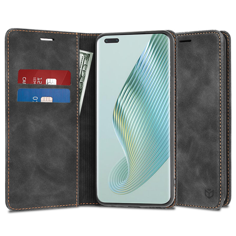 Husa piele Honor Magic5 Pro Techsuit Confy Cover, negru