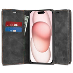 Husa piele iPhone 15 Techsuit Confy Cover, negru