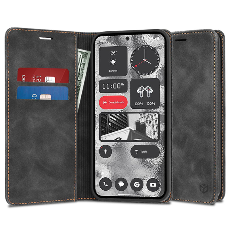 Husa piele Nothing Phone (2) Techsuit Confy Cover, negru