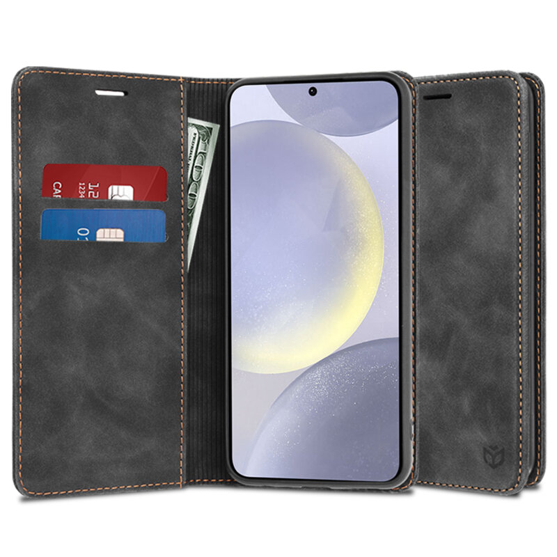 Husa piele Samsung Galaxy S24 Plus Techsuit Confy Cover, negru