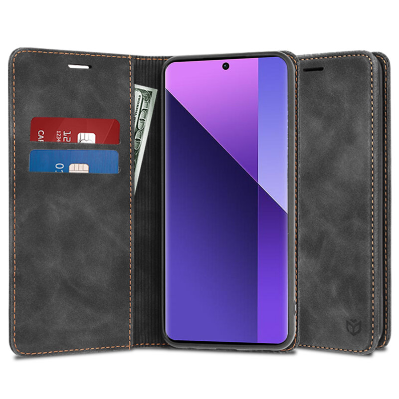 Husa piele Xiaomi Redmi Note 13 Pro+ 5G Techsuit Confy Cover, negru