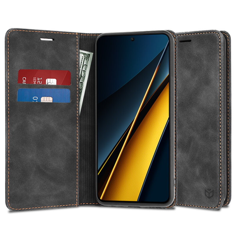 Husa piele Xiaomi Poco X6 Pro Techsuit Confy Cover, negru