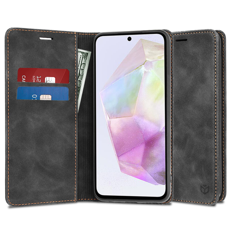 Husa piele Samsung Galaxy A35 5G Techsuit Confy Cover, negru