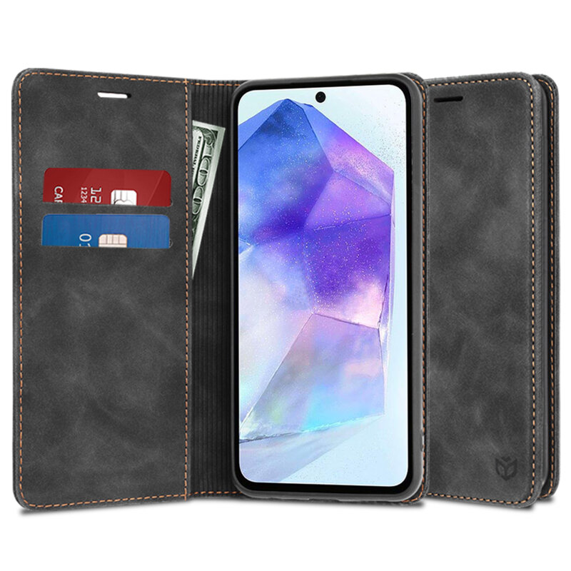 Husa piele Samsung Galaxy A55 5G Techsuit Confy Cover, negru