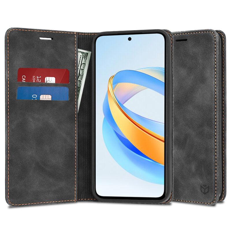 Husa piele Honor X7b 5G Techsuit Confy Cover, negru