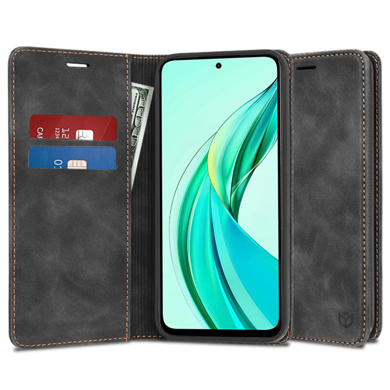 Husa piele Honor 90 SMART Techsuit Confy Cover, negru