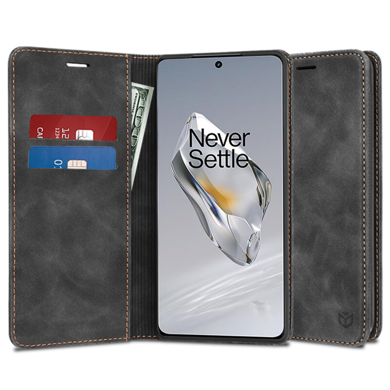 Husa piele OnePlus 12 Techsuit Confy Cover, negru