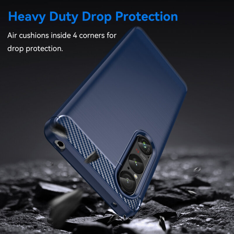 Husa Honor Magic6 Lite Techsuit Carbon Silicone, albastru