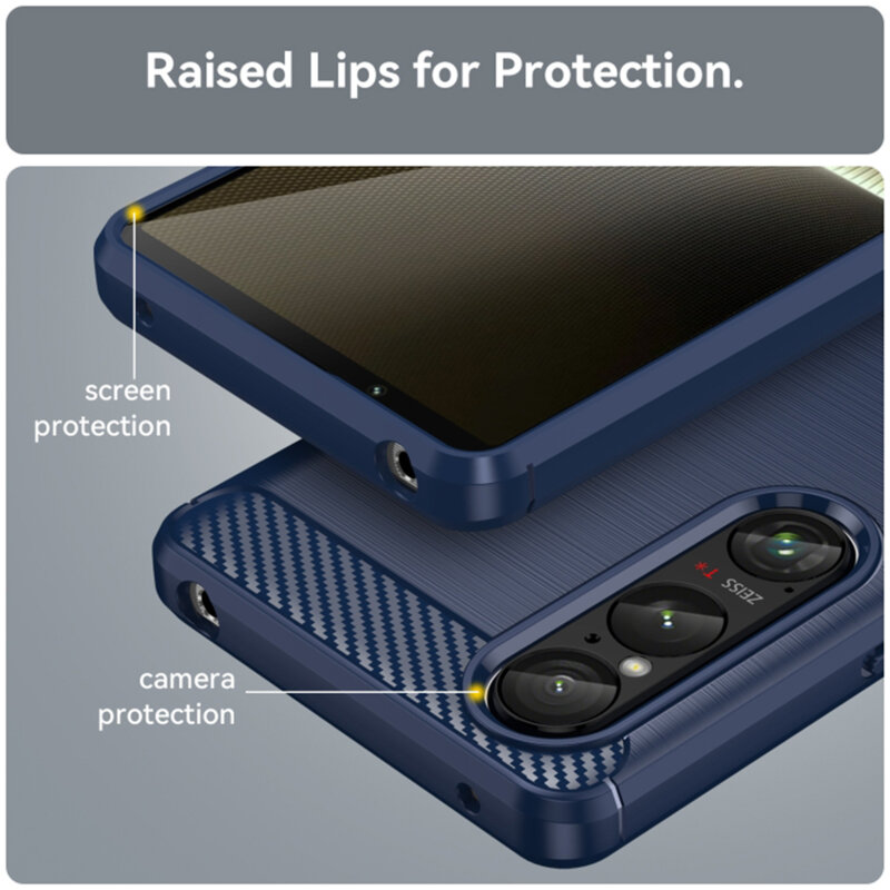 Husa Honor Magic6 Lite Techsuit Carbon Silicone, albastru