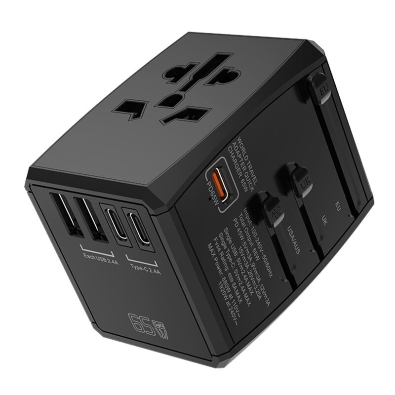 Adaptor priza universal PD65W, 2xUSB, 3xType-C Techsuit, HHT906
