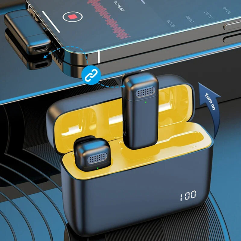 [Pachet 2x] Lavaliera wireless Type-C Techsuit LW3, negru