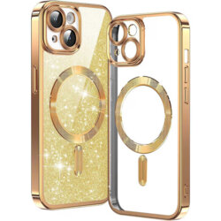 Husa premium iPhone 13 Techsuit Luxury Glitter MagSafe, auriu