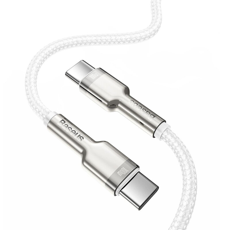 Cablu date Type-C Baseus, 100W, 480Mbps, 1m, alb, CATJK-C02