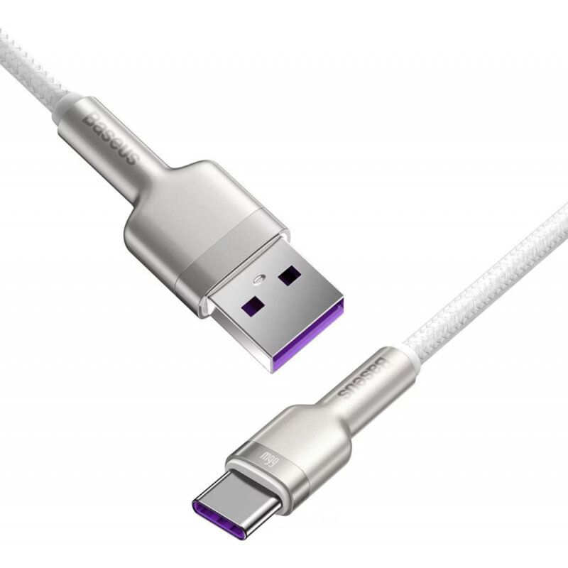 Cablu date Fast Charging USB, Type-C Baseus, 1m, alb, CAKF000102