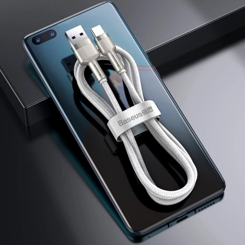 Cablu date Fast Charging USB, Type-C Baseus, 1m, alb, CAKF000102