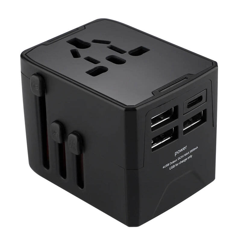 Adaptor priza EU la US, UK, AUS, 3xUSB, Type-C Techsuit, HHT904