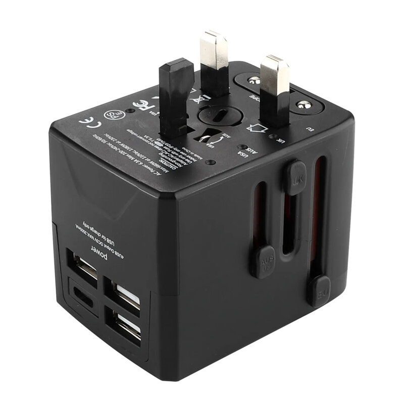 Adaptor priza EU la US, UK, AUS, 3xUSB, Type-C Techsuit, HHT904