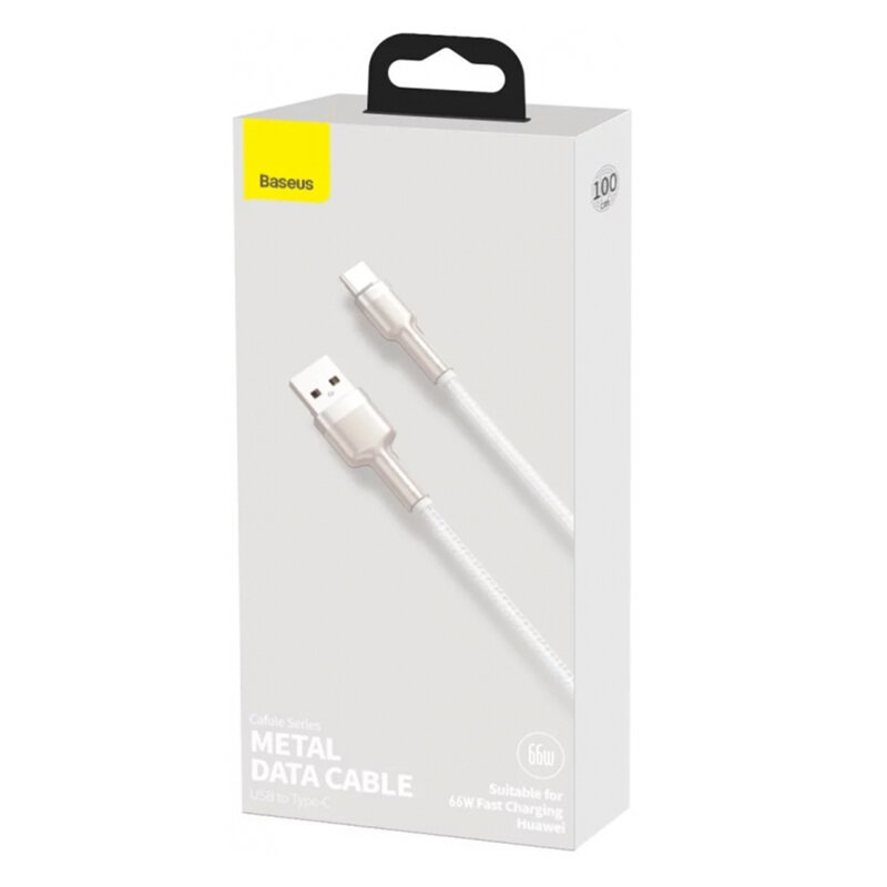 Cablu date Fast Charging USB, Type-C Baseus, 1m, alb, CAKF000102