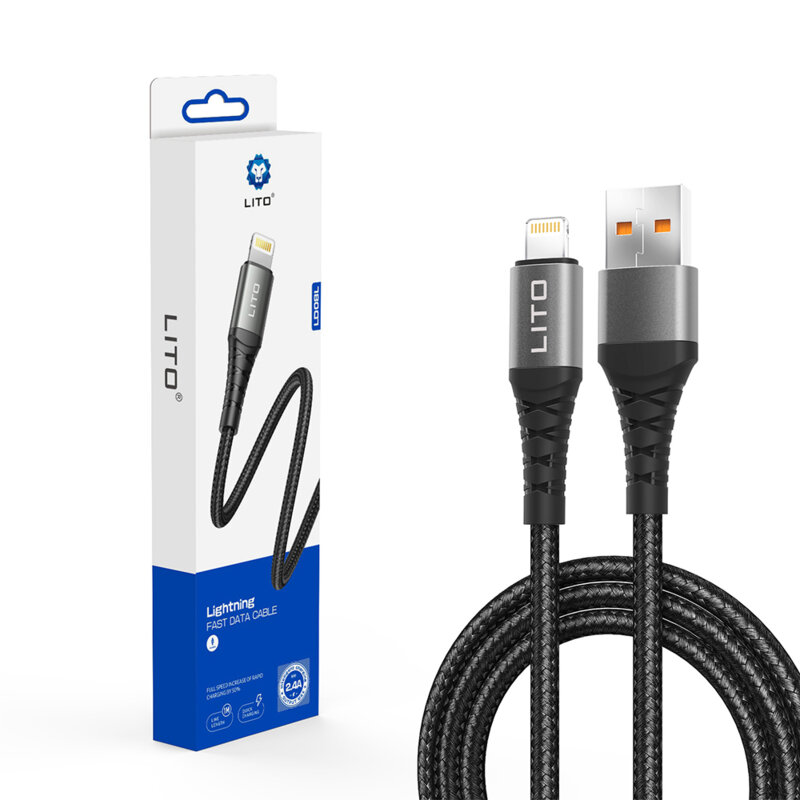 Cablu date USB la Lightning Quick Charge, 2.4A, 1m Lito LD08L