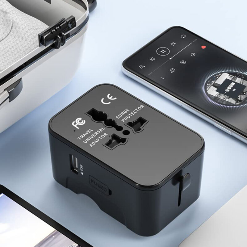 Adaptor priza EU la US, UK, AUS, 2 x USB-C, Techsuit, HHT202-2C
