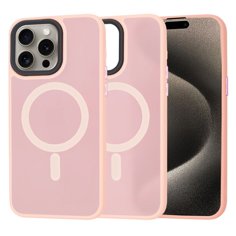 Husa iPhone 15 Pro Max Techsuit HaloFrost MagSafe Series, roz