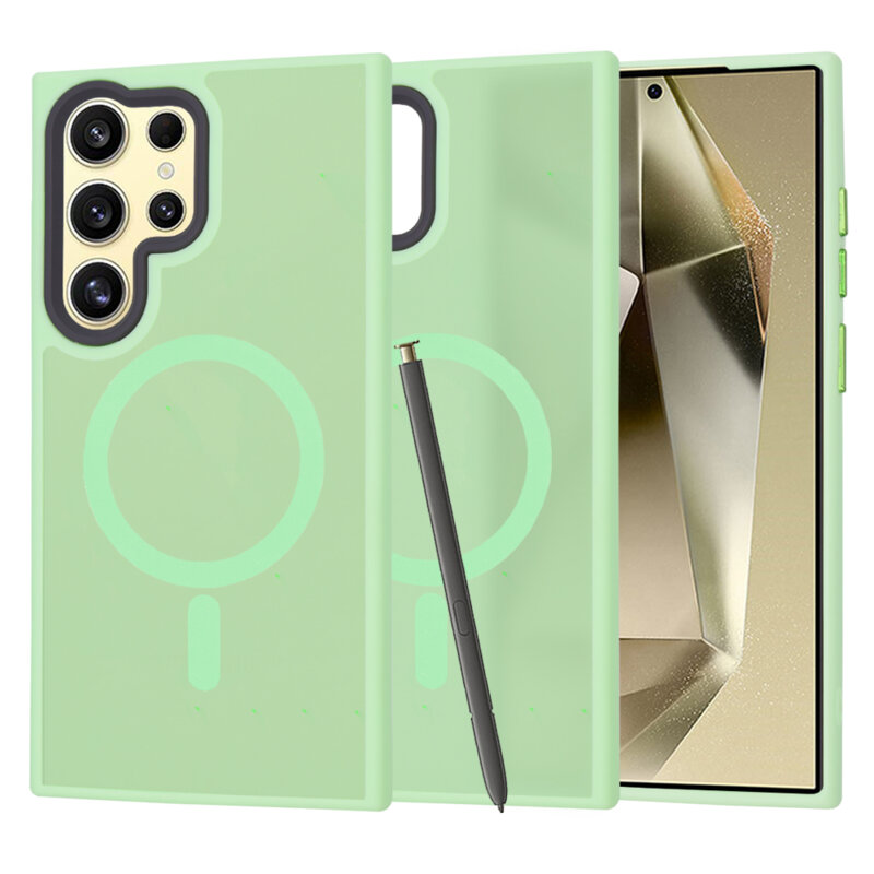 Husa Samsung Galaxy S24 Ultra Techsuit HaloFrost MagSafe Series, verde deschis