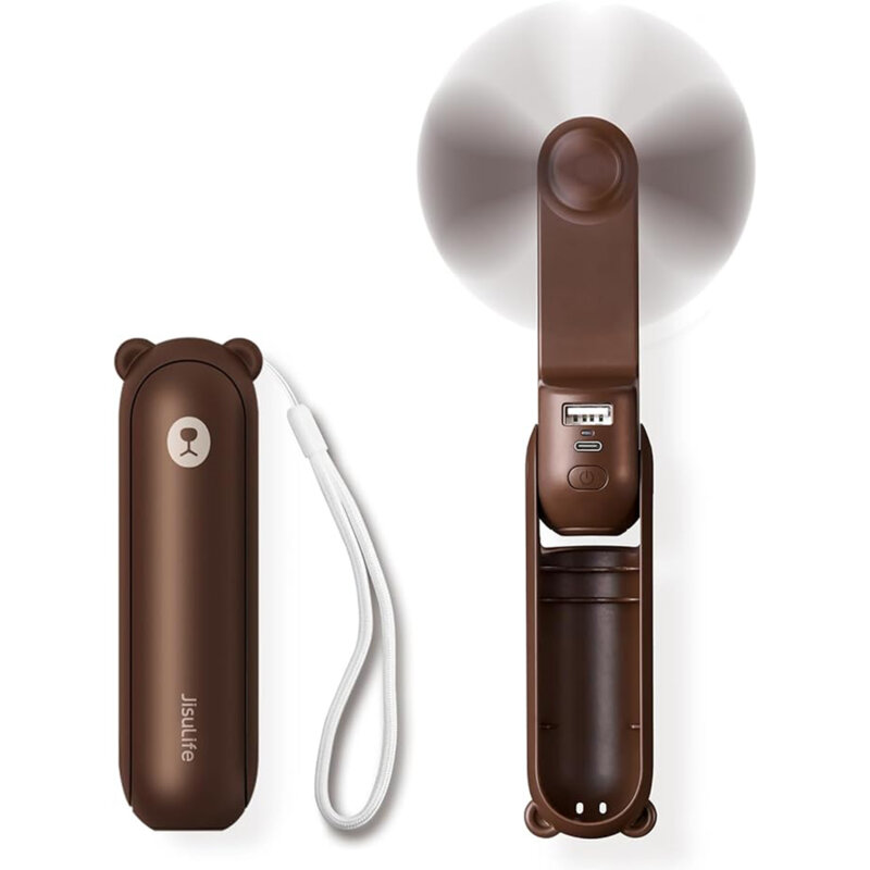 Mini ventilator portabil cu acumulator JisuLife F8, maro