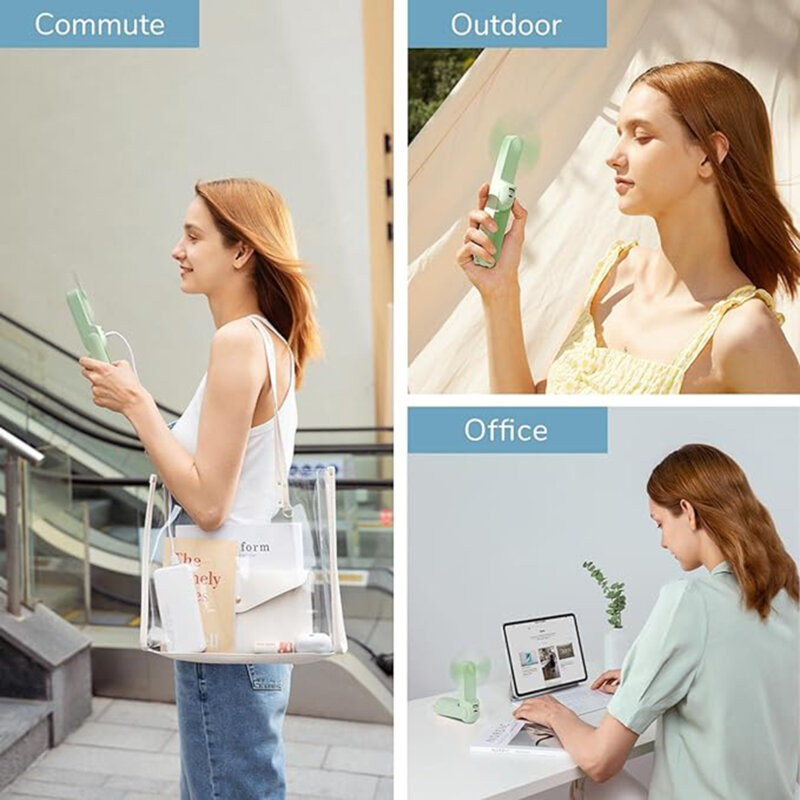 Mini ventilator portabil cu acumulator JisuLife F8, verde
