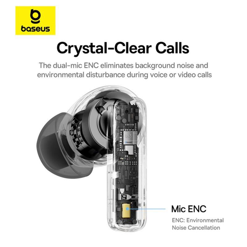 Casti wireless waterproof, TWS, in-ear Baseus Bowie E19, alb