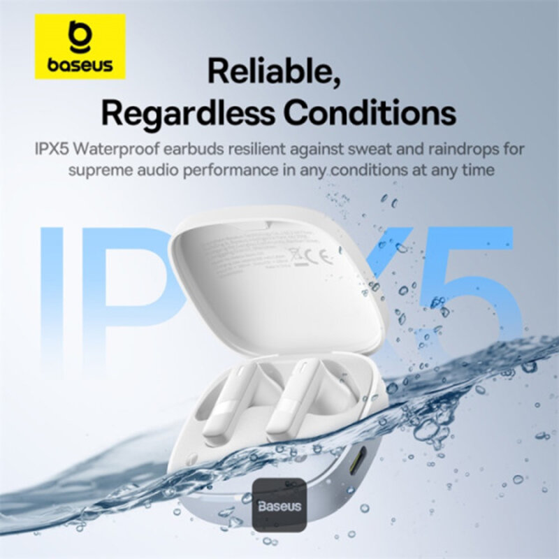 Casti Bluetooth TWS Noise Cancelling Baseus Bowie E20, alb