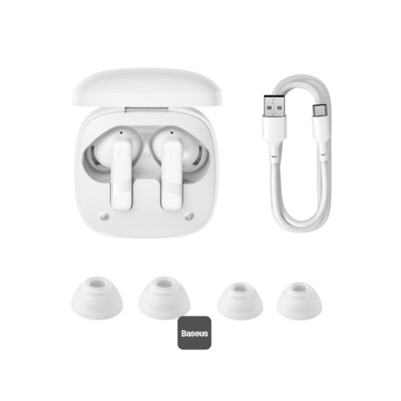 Casti Bluetooth TWS Noise Cancelling Baseus Bowie E20, alb