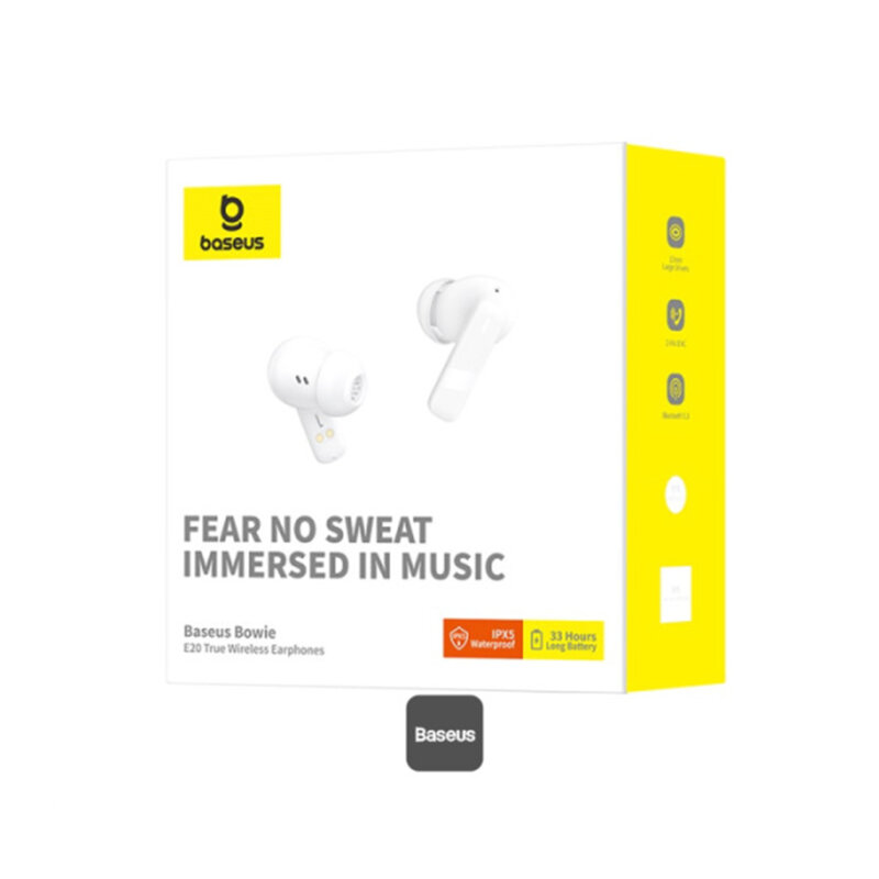 Casti Bluetooth TWS Noise Cancelling Baseus Bowie E20, alb