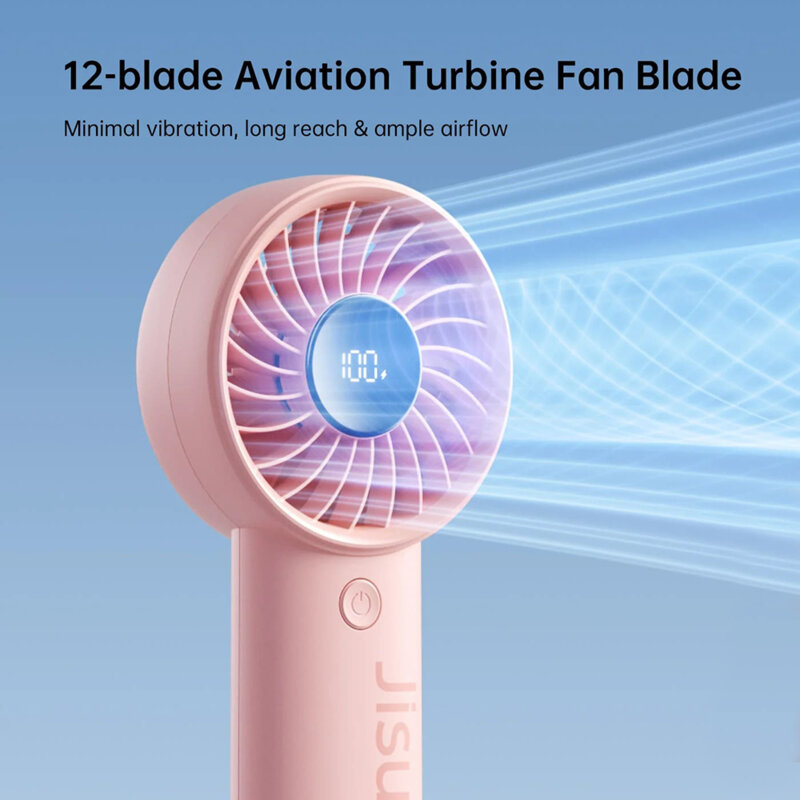 Ventilator mic portabil premium JisuLife 3600mAh, roz, Life4