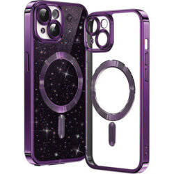 Husa premium iPhone 13 Techsuit Luxury Glitter MagSafe, mov