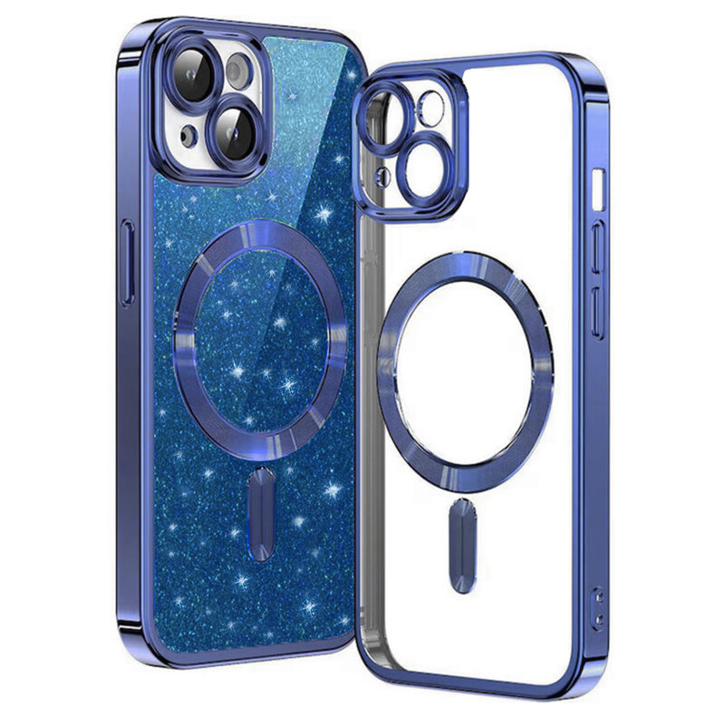 Husa premium iPhone 13 Techsuit Luxury Glitter MagSafe, albastru