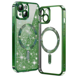 Husa premium iPhone 13 Techsuit Luxury Glitter MagSafe, verde