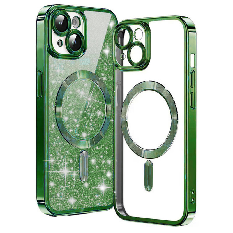 Husa premium iPhone 13 Techsuit Luxury Glitter MagSafe, verde