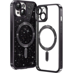 Husa premium iPhone 13 Techsuit Luxury Glitter MagSafe, negru