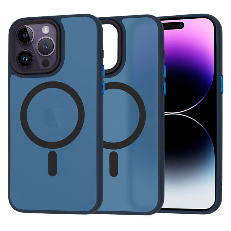 Husa iPhone 14 Pro Max Techsuit HaloFrost MagSafe Series, bleumarin