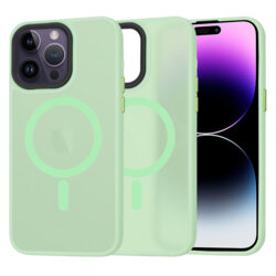 Husa iPhone 14 Pro Max Techsuit HaloFrost MagSafe Series, verde deschis